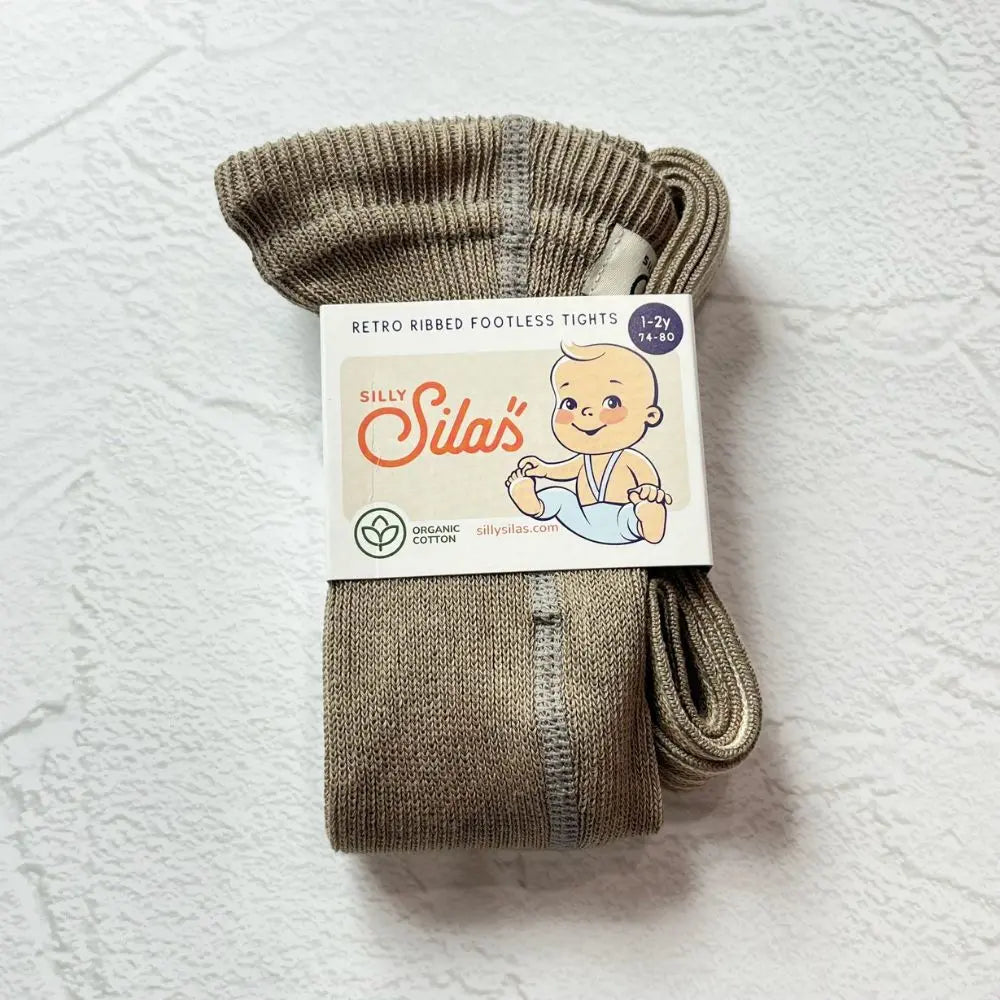 Silly Silas】 Footless Tights Oyster Grey Striped - chu chu – chu