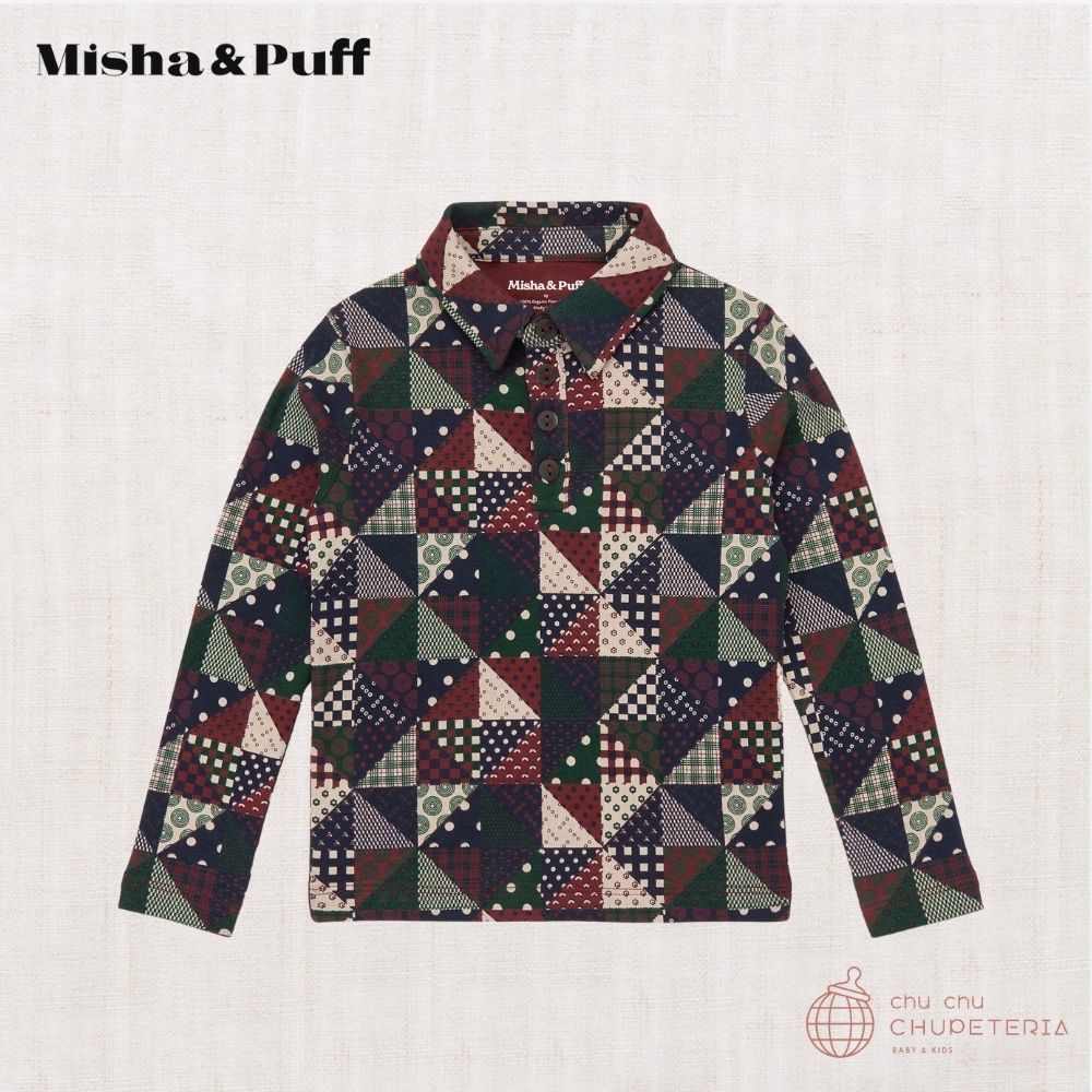 Misha & Puff】Long Sleeve Polo - Madder Root Patchwork (25WI Drop2