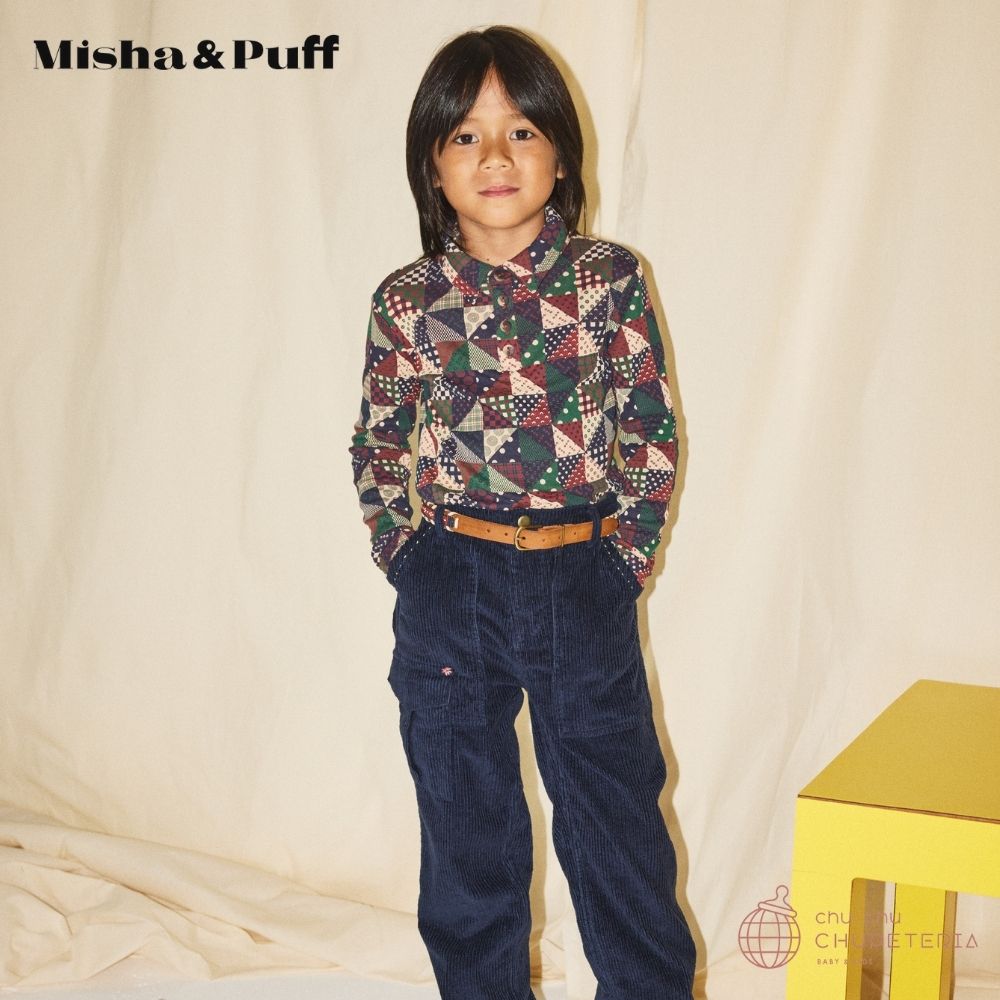Misha & Puff】Long Sleeve Polo - Madder Root Patchwork (25WI Drop2