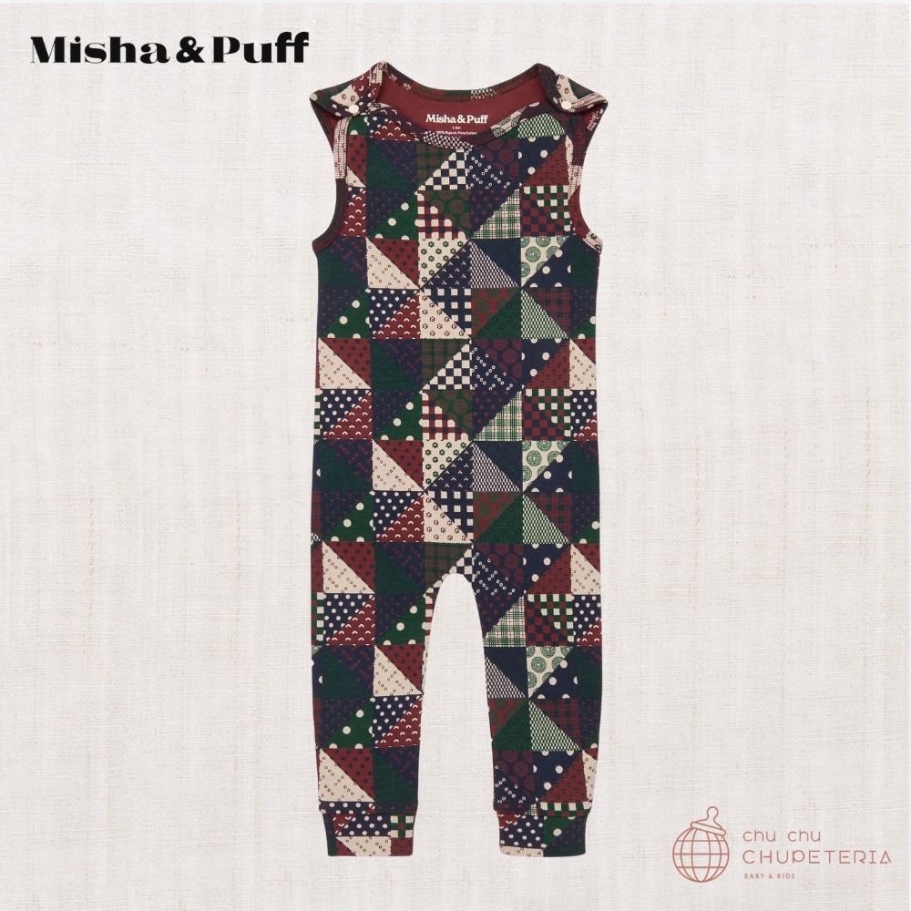 Misha & Puff】Baby Snap Overall - Madder Root Patchwork (25WI