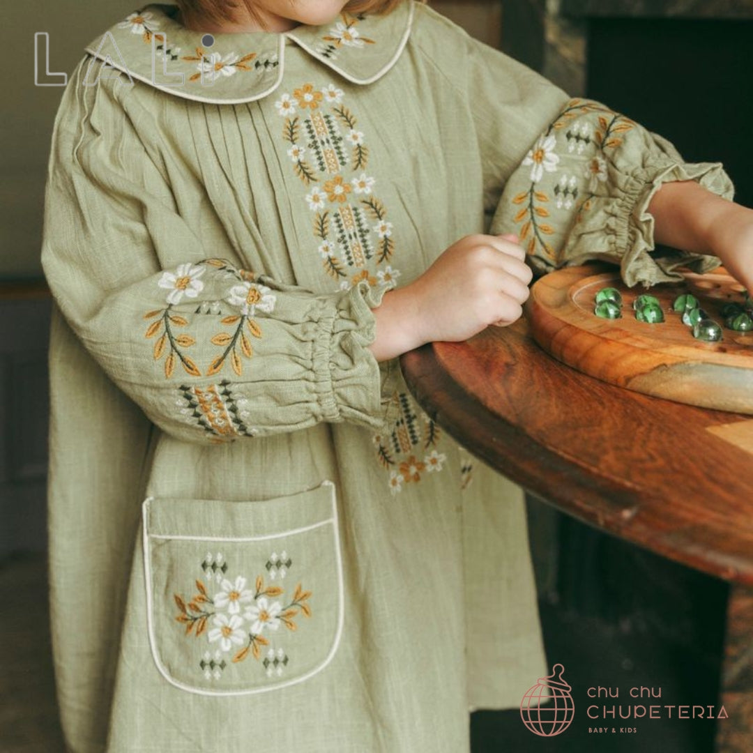 Lali Kids】Marie Dress in Faded Moss(25AW) – chu chu CHUPETERIA