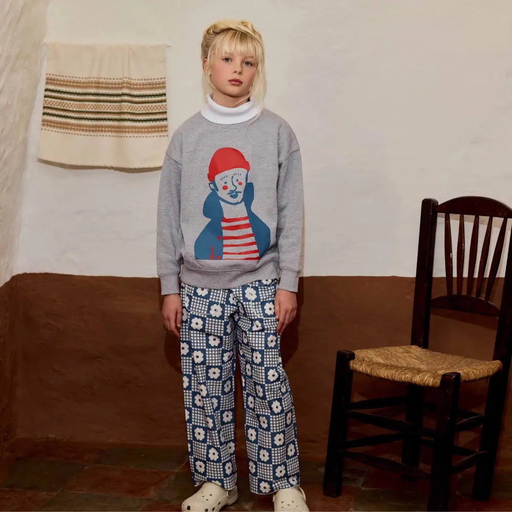 FISH&KIDS】 NAVY FLOWERS RETRO PANTS - chu chu CHUPETERIA 正規代理