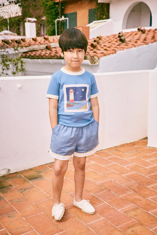 トップス Misha&Puff LighthouseCollage Ringer Tee 25SP/SU】【Misha & Puff】Lighthouse Collage Ringer Tee - Blueslate