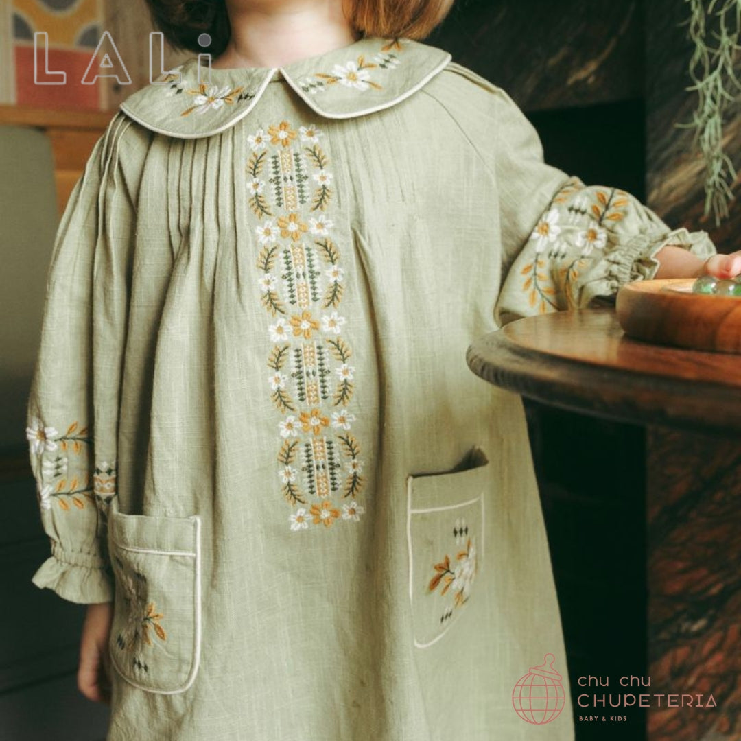 Lali Kids】Marie Dress in Faded Moss(25AW) – chu chu CHUPETERIA