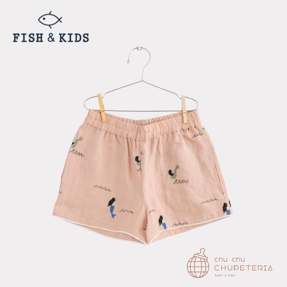 FISH & KIDS】ALLOVER EMBROIDERY MERMAID SHORT - DUSTY PINK(26SS FISH & KIDS】ALLOVER EMBROIDERY MERMAID SHORT - DUSTY PINK(26SS