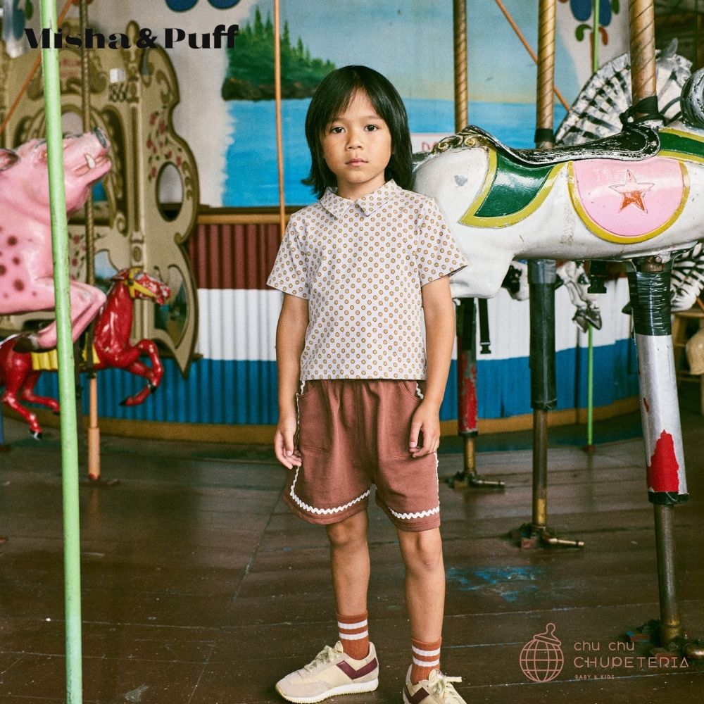 Misha&Puff】RICKRACK CAMP SHORT - COLA (26SS) - chu chu CHUPETERIA