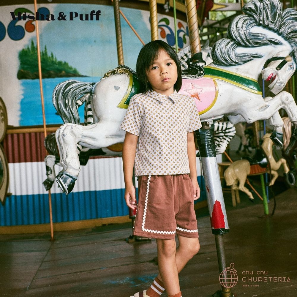 Misha&Puff】RICKRACK CAMP SHORT - COLA (26SS) - chu chu CHUPETERIA
