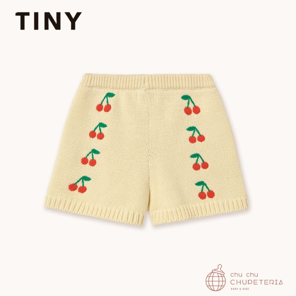 TINYCOTTONS】[Drop 1] MINI CHERRIES KNITTED SHORTS dusty yellow
