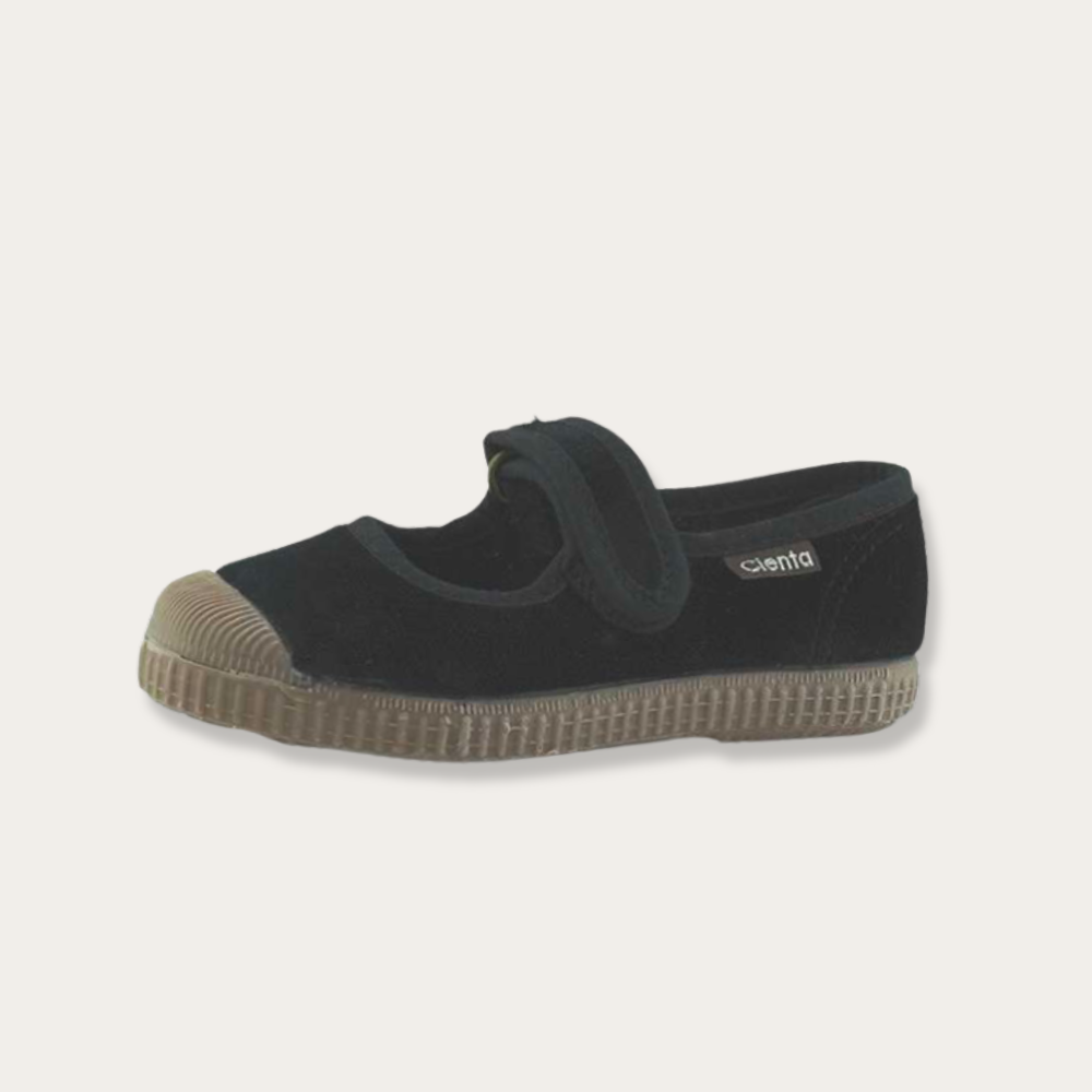 【CIENTA】Velour Velcro Shoes - 956A Black _ chu chu CHUPETERIA