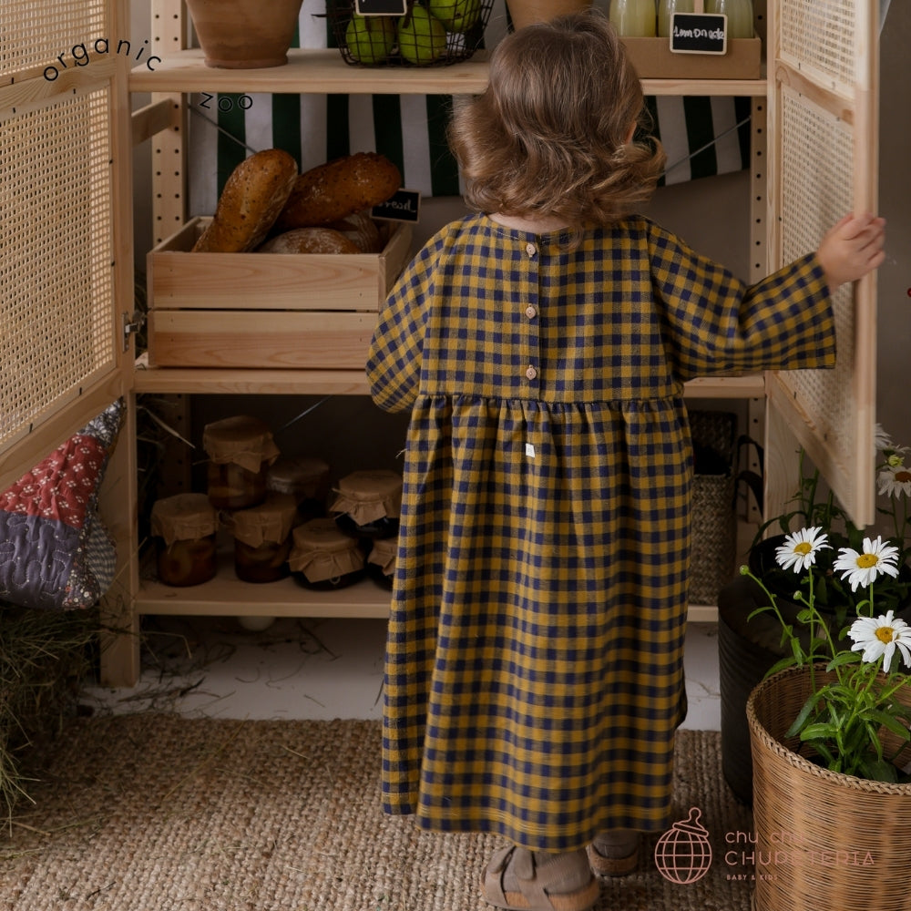 ワンピース organiczooBlueberry Gingham Gather Dress Blueberry Gingham Gather Dress | Organic Zoo