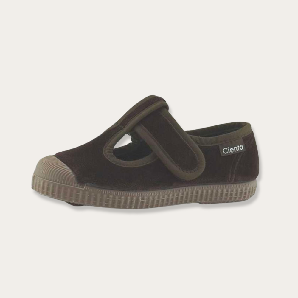 【CIENTA】Velour T-Strap Shoes - 977A Brown _ chu chu CHUPETERIA