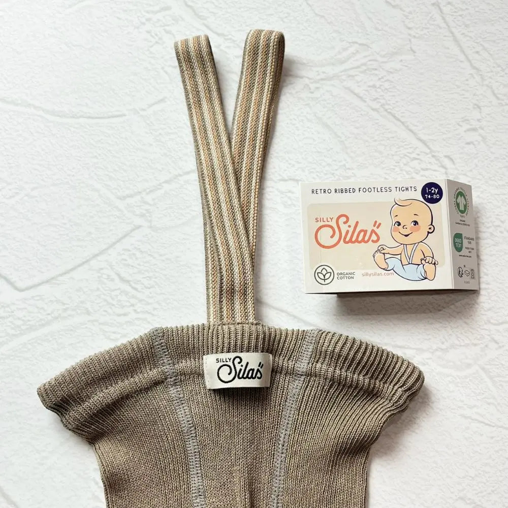 Silly Silas】 Footless Tights Oyster Grey Striped - chu chu – chu