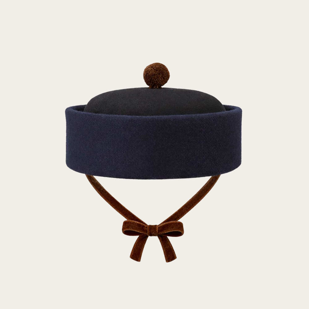 【THE LiTTLE POETS】Oscar Navy Burel Pillbox Hat with Pompom _ chu chu CHUPETERIA