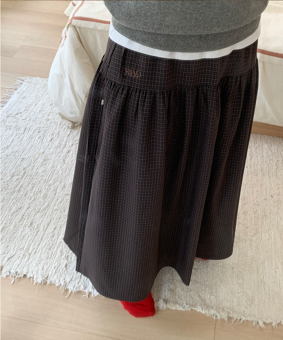 【UREVE】 Cottage long skirt (Adult) - Check _ chu chu CHUPETERIA