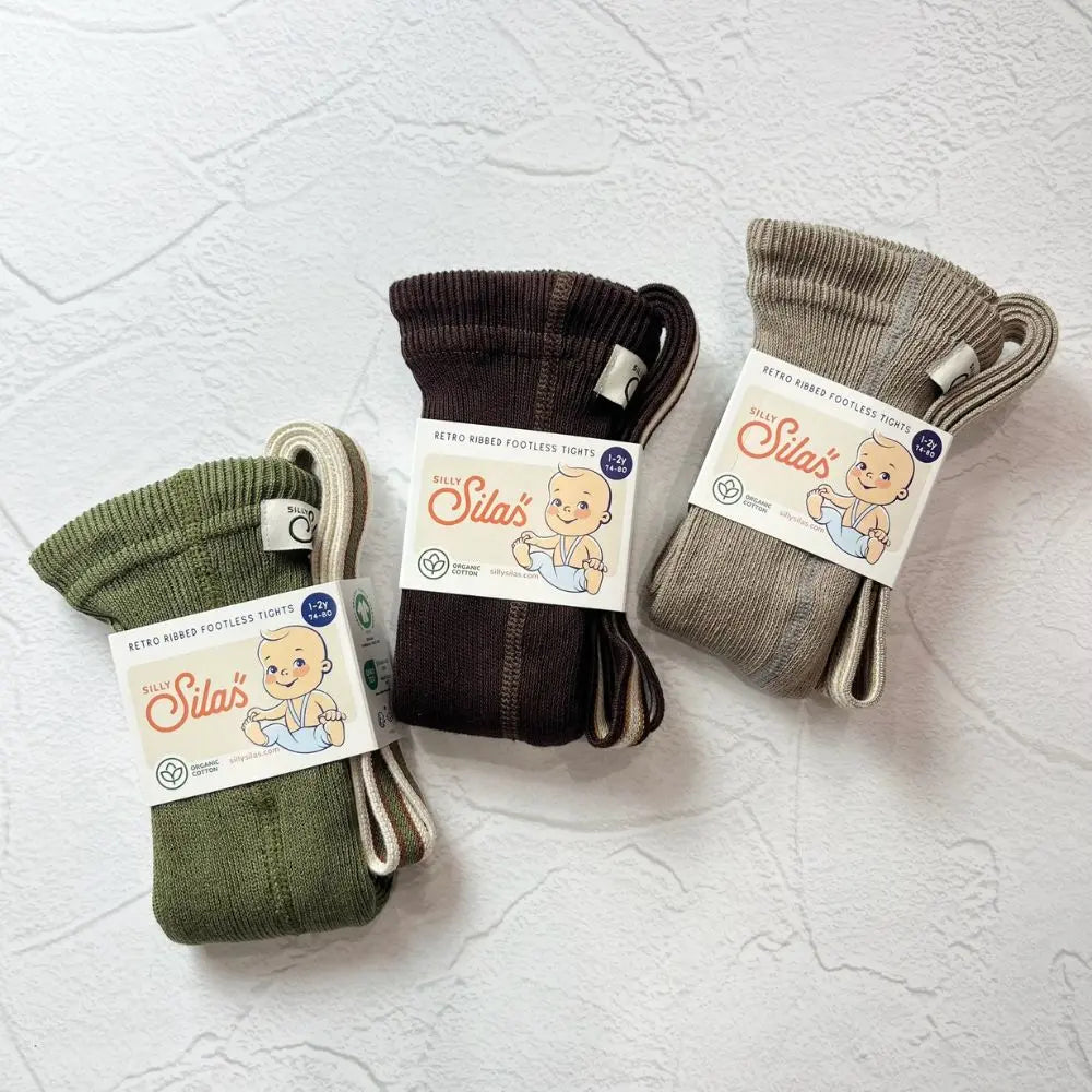 Silly Silas】 Footless Tights Oyster Grey Striped - chu chu – chu