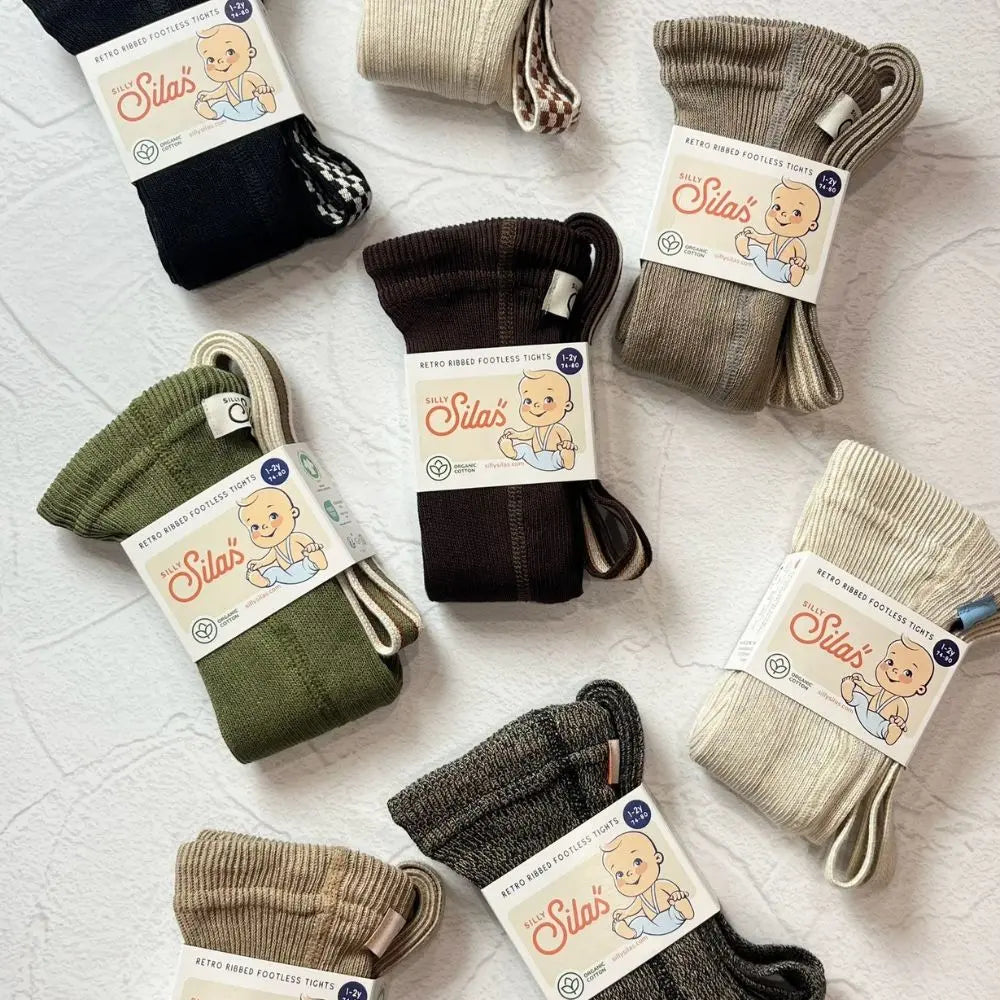 Silly Silas】 Footless Tights Oyster Grey Striped - chu chu – chu