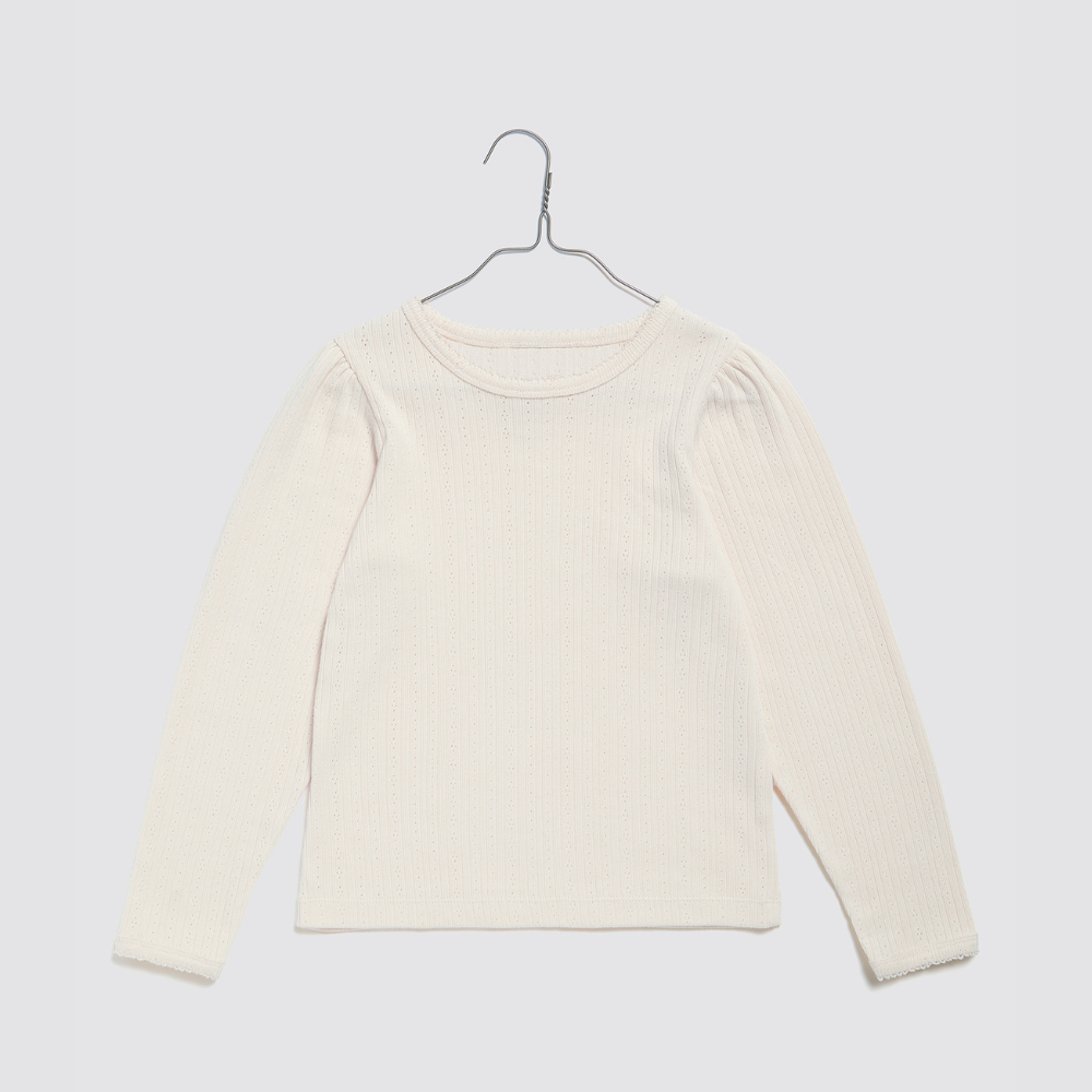 【Little Cotton Clothes】 Pointelle Long Sleeve T-shirt Chantilly _ chu chu CHUPETERIA