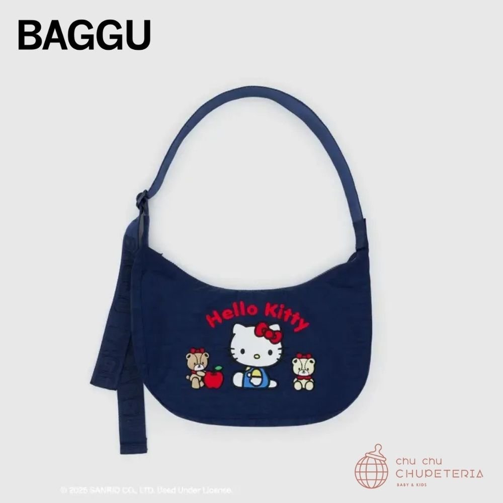 【BAGGU】Medium Nylon Crescent Bag - Embroidered Hello Kitty & Teddy _1 _ chu chu CHUPETERIA