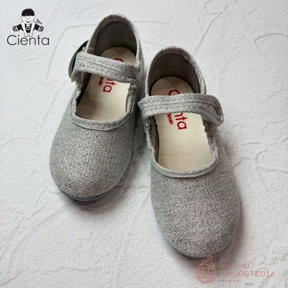 ｟3/31まで送料無料｠【CIENTA】Velcro Ballet Shoes - 500 Plata glitter _2 _ chu chu CHUPETERIA