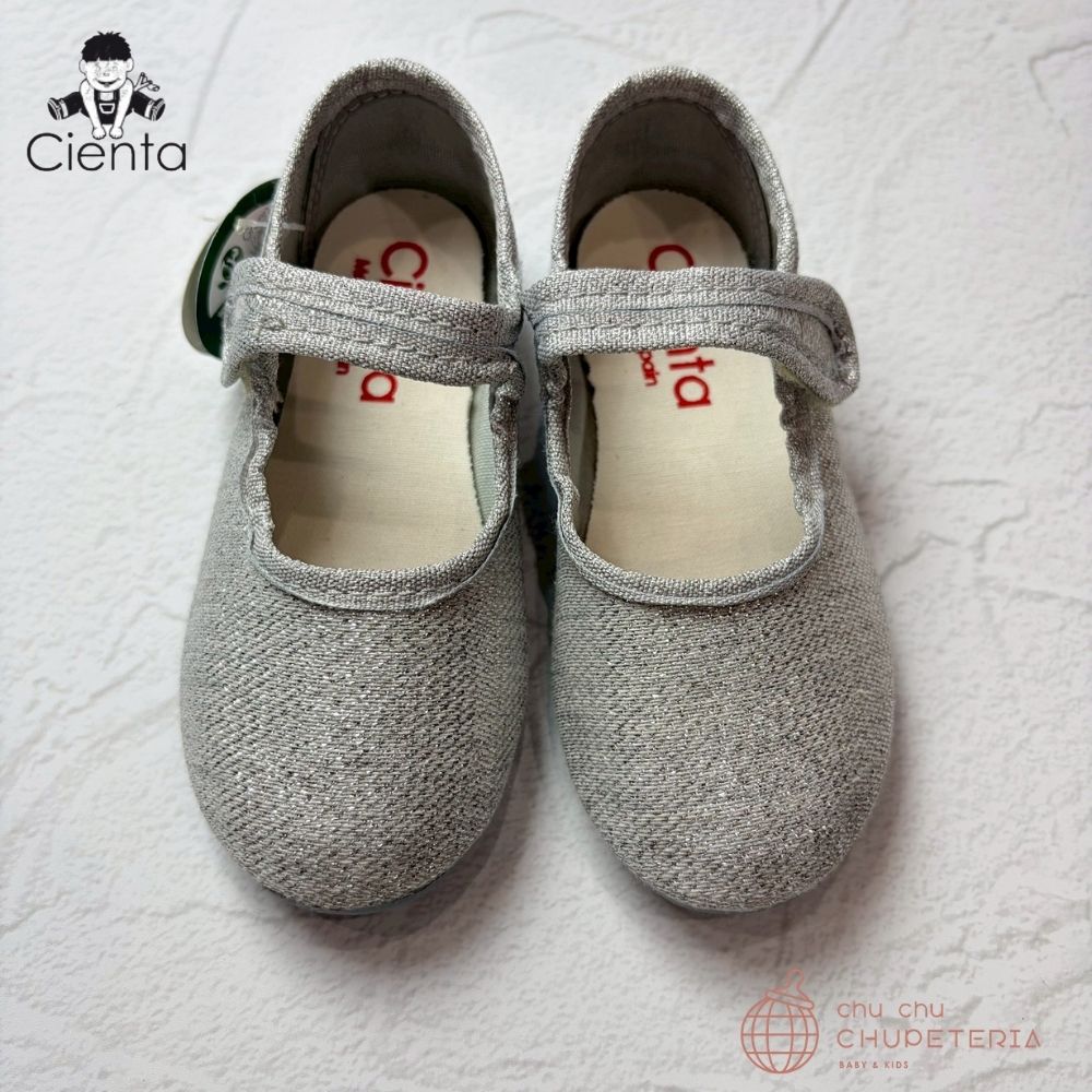 ｟3/31まで送料無料｠【CIENTA】Velcro Ballet Shoes - 500 Plata glitter _1 _ chu chu CHUPETERIA