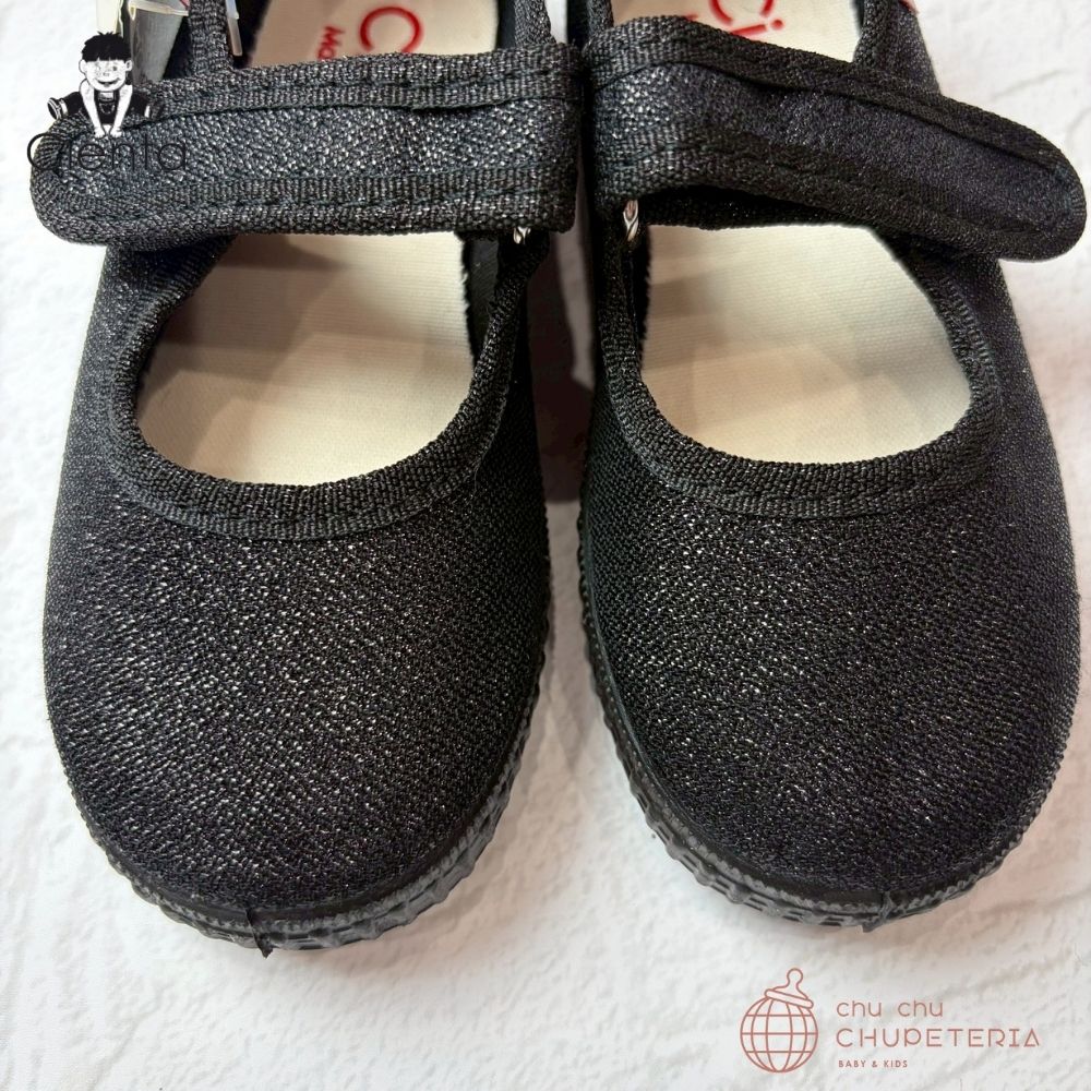 ｟3/31まで送料無料｠【CIENTA】Velcro Shoes - 56113 Negro glitter _2 _ chu chu CHUPETERIA