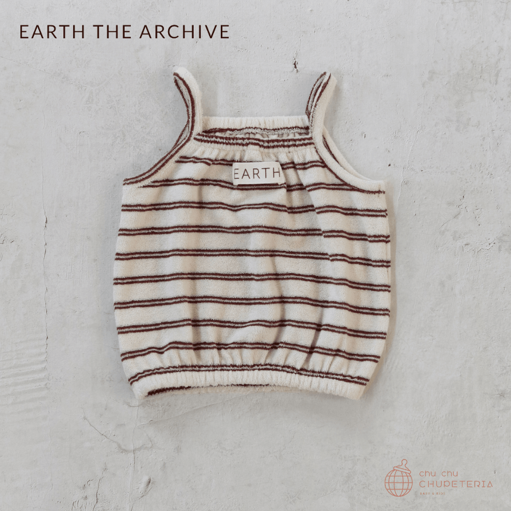 【EARTH THE ARCHIVE】Terry Volume Sleeveless - Brown Stripe _1 _ chu chu CHUPETERIA