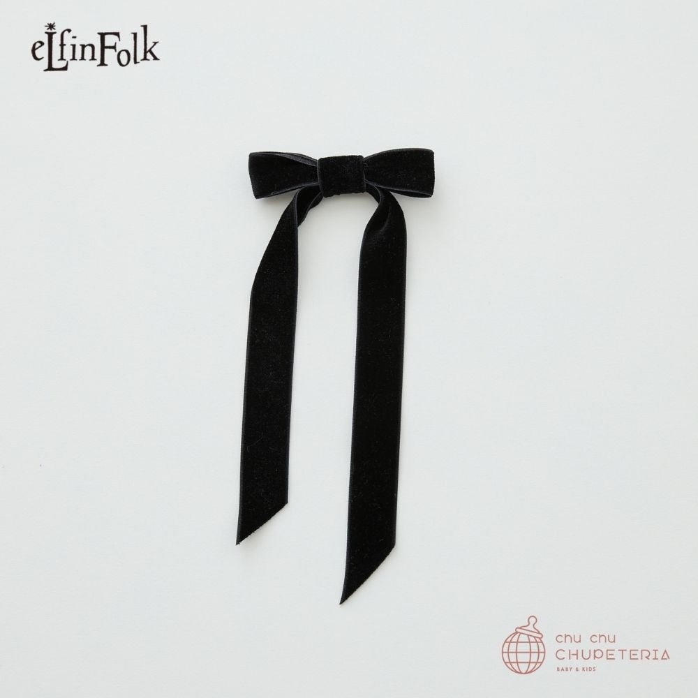 【eLfinFolk】Velvet Ribbon Tie - black (26SS) _1 _ chu chu CHUPETERIA