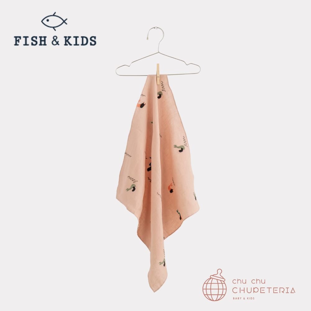 【FISH & KIDS】ALLOVER EMBROIDERY MERMAID NAPKIN - DUSTY PINK(26SS) _1 _ chu chu CHUPETERIA
