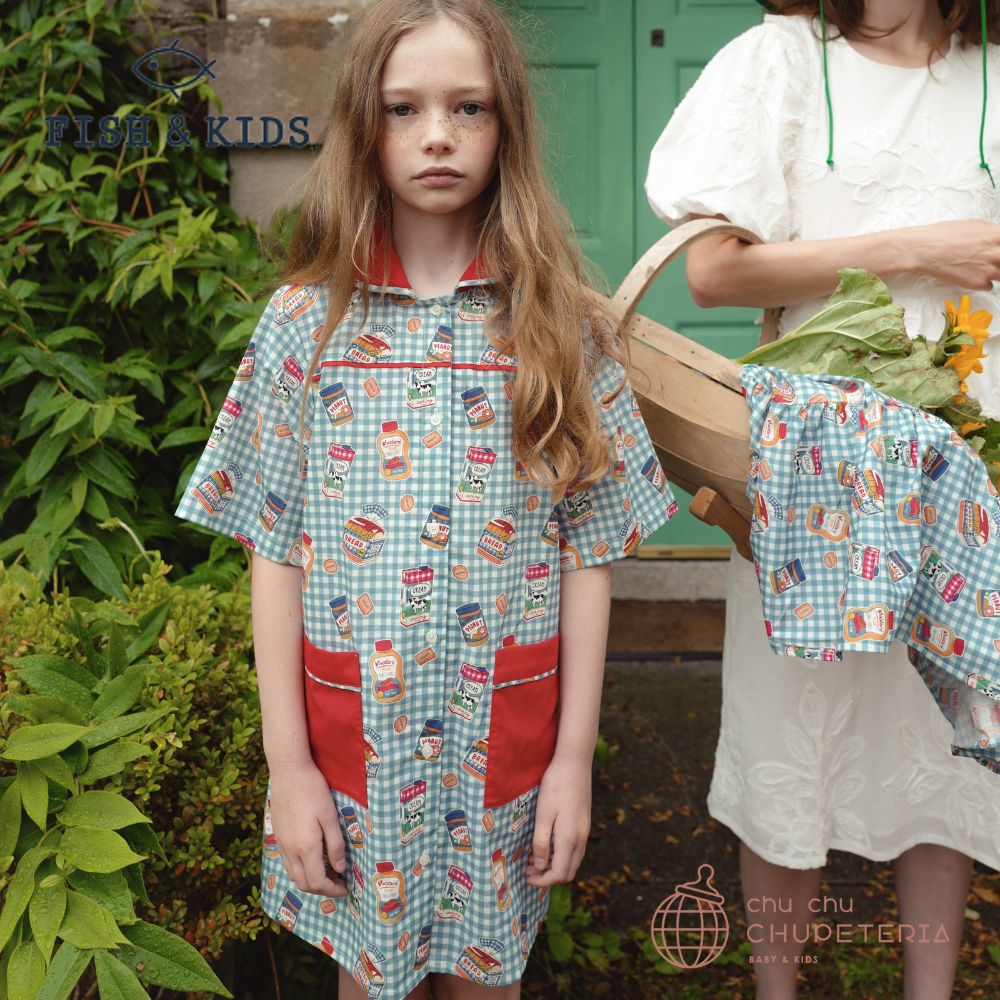 FISH & KIDS】ALLOVER EMBROIDERY MERMAID SHORT - DUSTY PINK(26SS