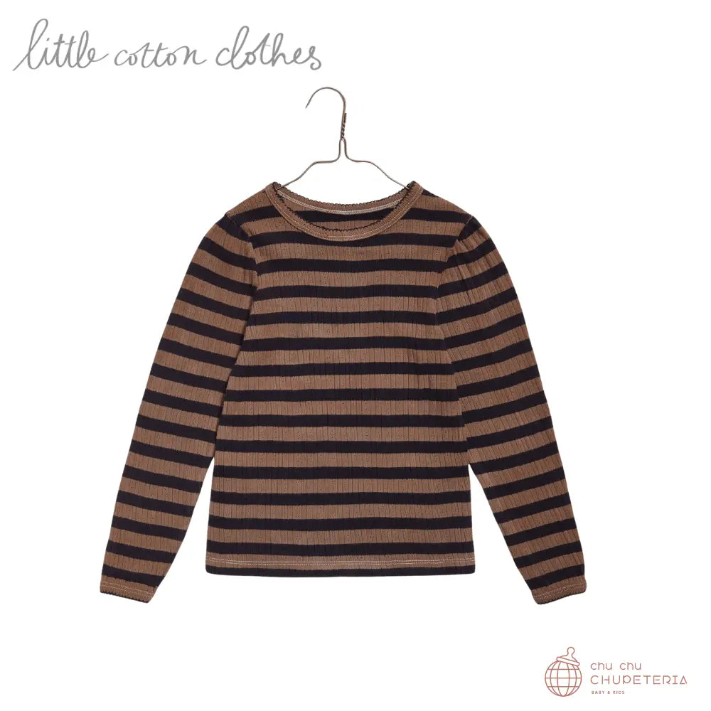 【Little Cotton Clothes】Organic Pointelle T-shirt Nutmeg Stripe (25AW) _1 _ chu chu CHUPETERIA