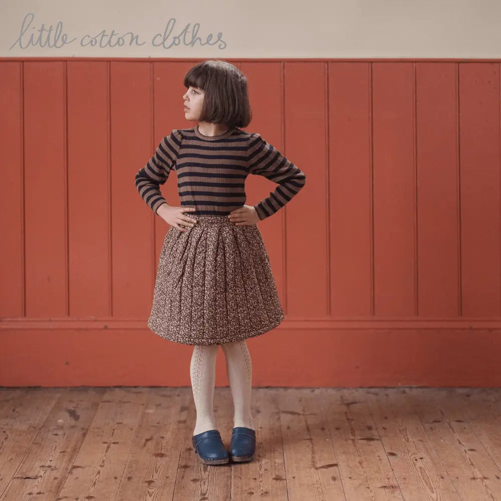 【Little Cotton Clothes】Organic Pointelle T-shirt Nutmeg Stripe (25AW) _2 _ chu chu CHUPETERIA