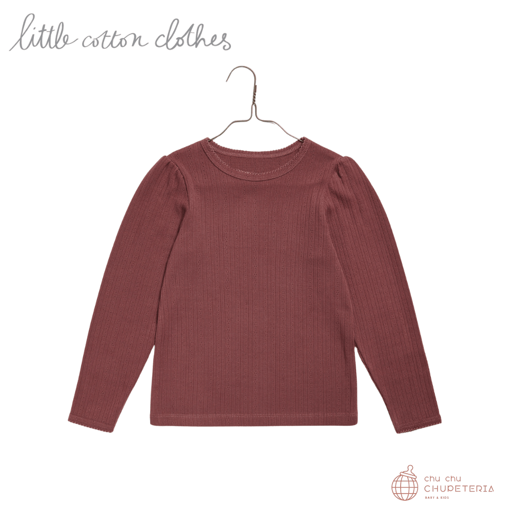 【Little Cotton Clothes】Organic Pointelle T-shirt Redcurrent (25AW) _1 _ chu chu CHUPETERIA