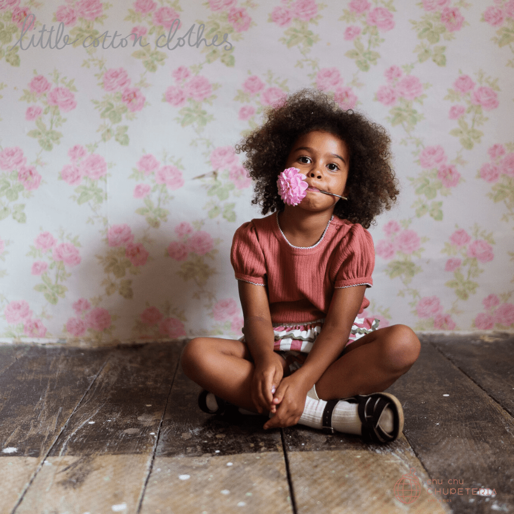 【Little Cotton Clothes】Pointelle T-shirt in Raspberry _2 _ chu chu CHUPETERIA