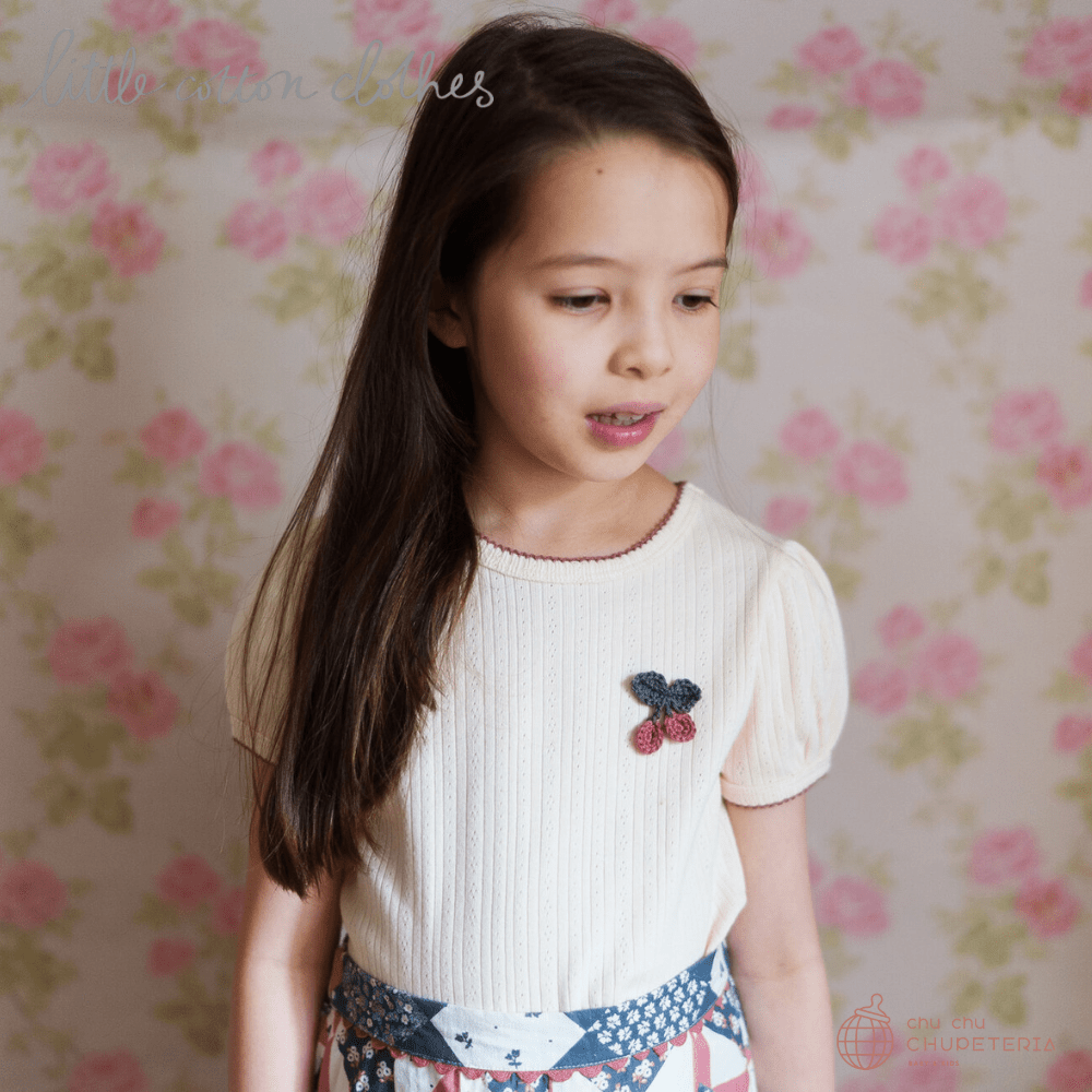 【Little Cotton Clothes】Pointelle T-shirt with Crochet Cherry _2 _ chu chu CHUPETERIA