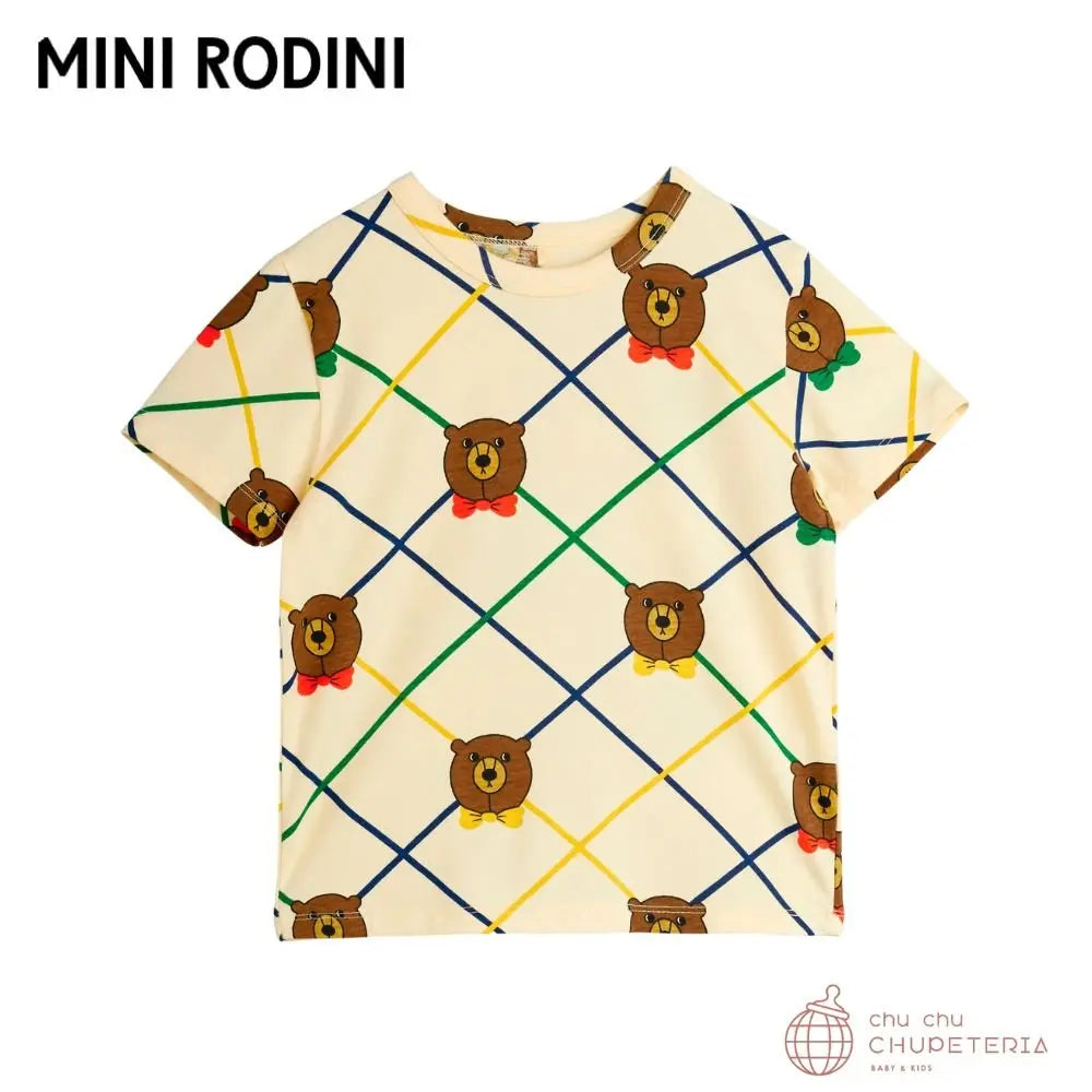 【MINI RODINI 】Bear check aop ss tee (25AW) _1 _ chu chu CHUPETERIA