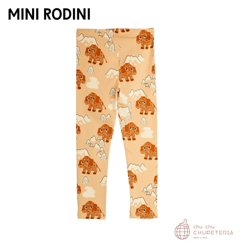 【MINI RODINI 】Mammoth aop leggings - Beige _2 _ chu chu CHUPETERIA