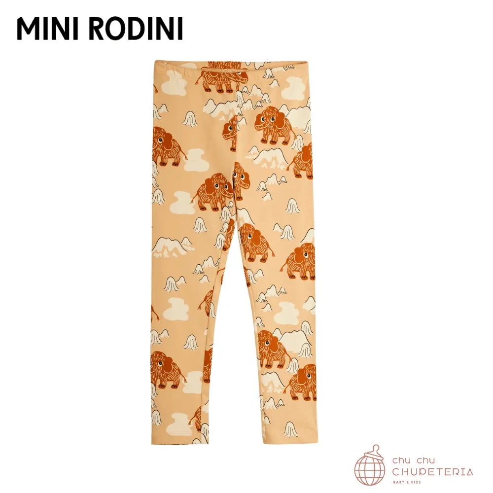 【MINI RODINI 】Mammoth aop leggings - Beige _1 _ chu chu CHUPETERIA