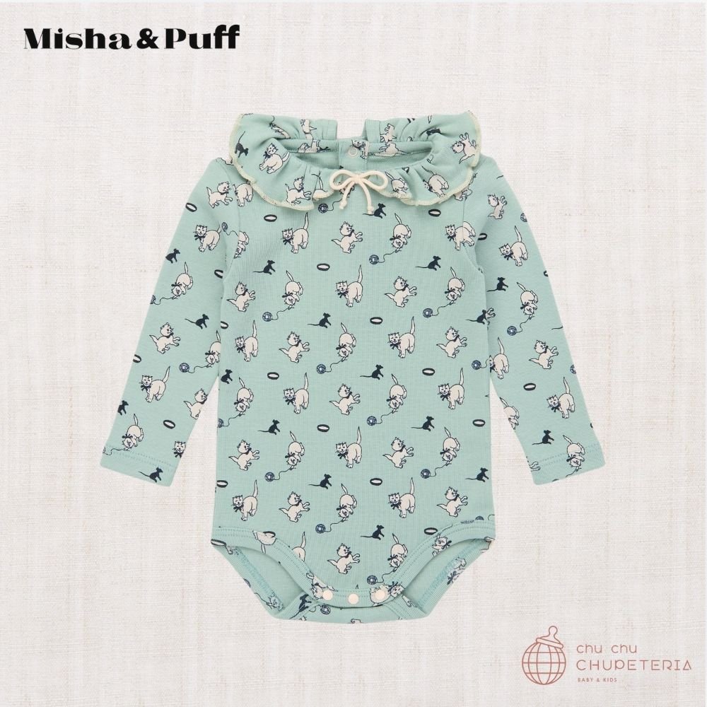 【Misha & Puff】Baby Pattie Onesie - Sage Cat & Mouse (25WI Drop1) _1 _ chu chu CHUPETERIA