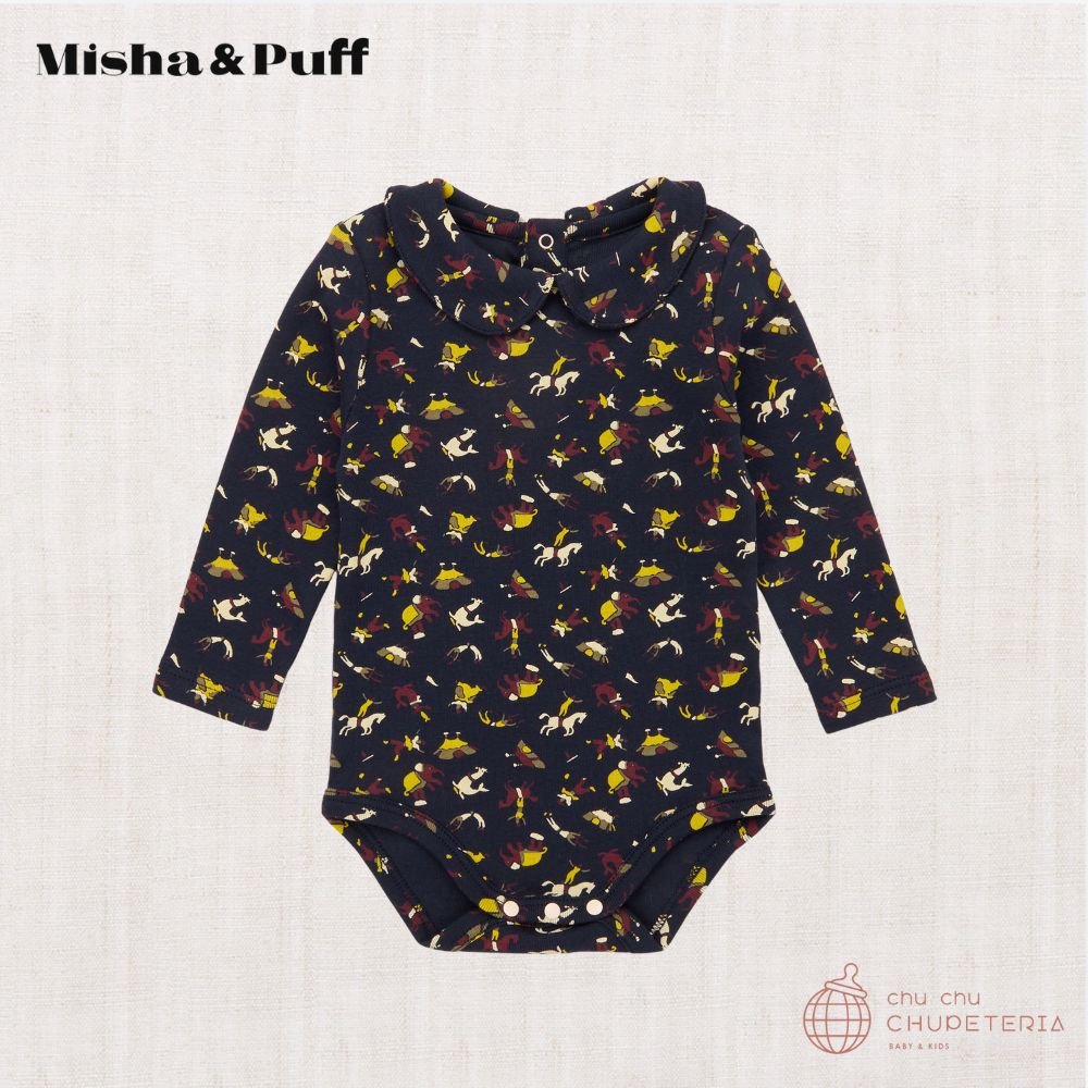 Misha & Puff】Baby Petit Collar Onesie - Ink Circus (25WI Drop2
