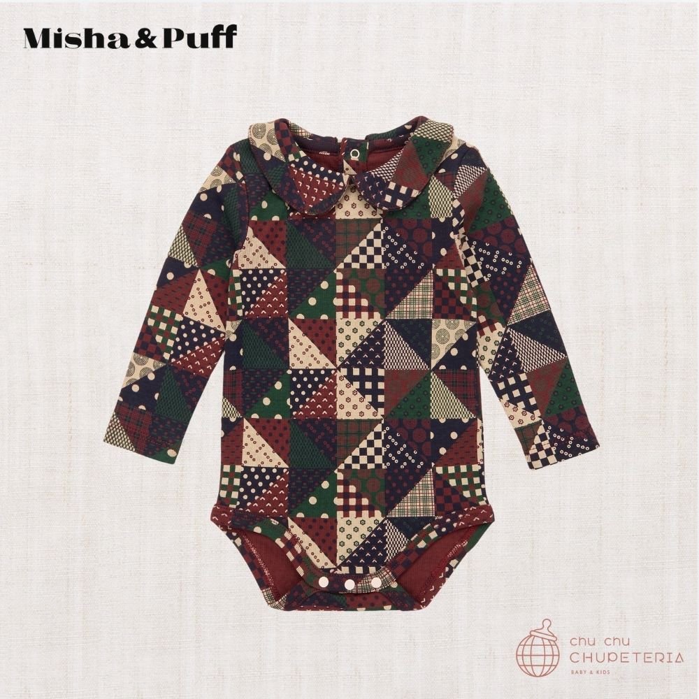 【Misha & Puff】Baby Petit Collar Onesie - Madder Root Patchwork (25WI Drop2) _1 _ chu chu CHUPETERIA