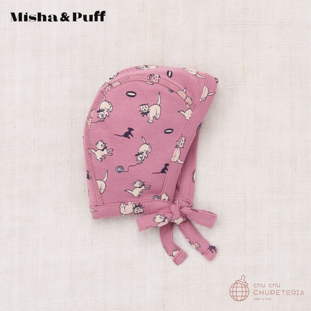 【Misha & Puff】Baby Pima Bonnet - Antique Rose Cat & Mouse (25WI Drop1) _1 _ chu chu CHUPETERIA