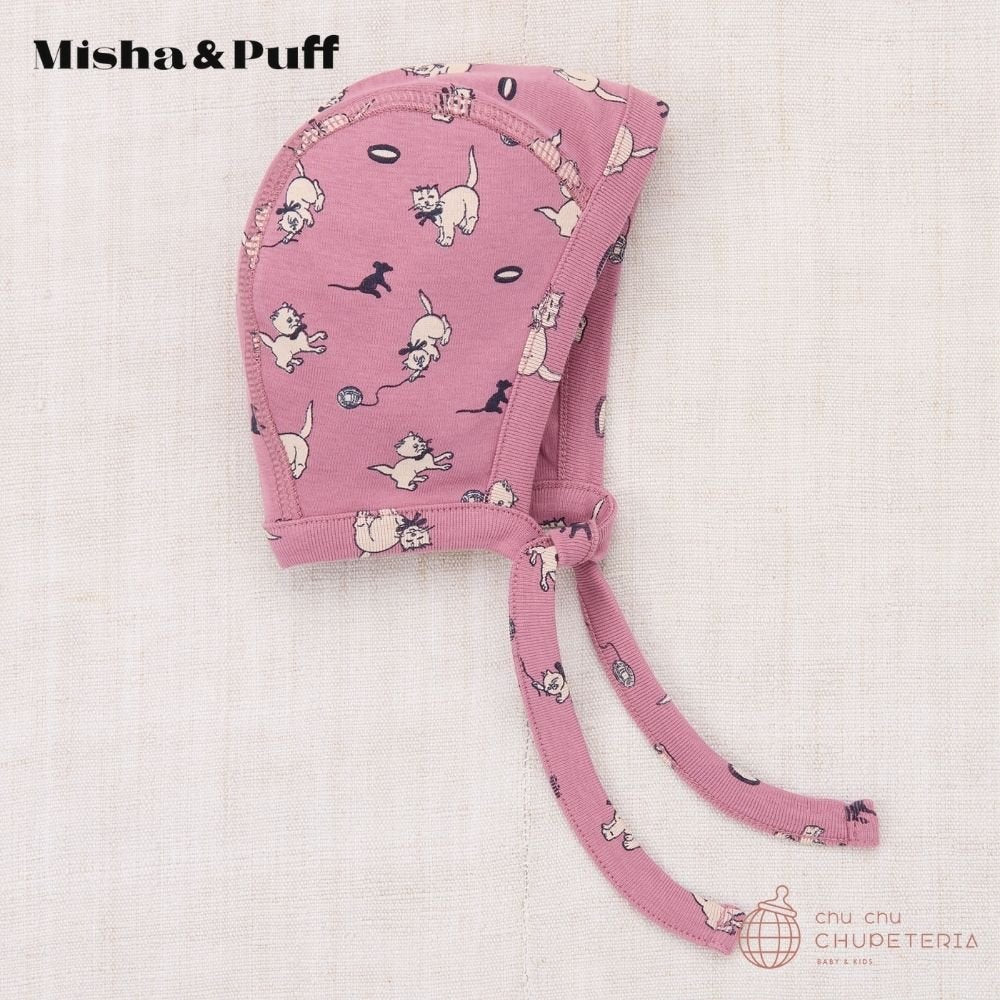 【Misha & Puff】Baby Pima Bonnet - Antique Rose Cat & Mouse (25WI Drop1) _2 _ chu chu CHUPETERIA