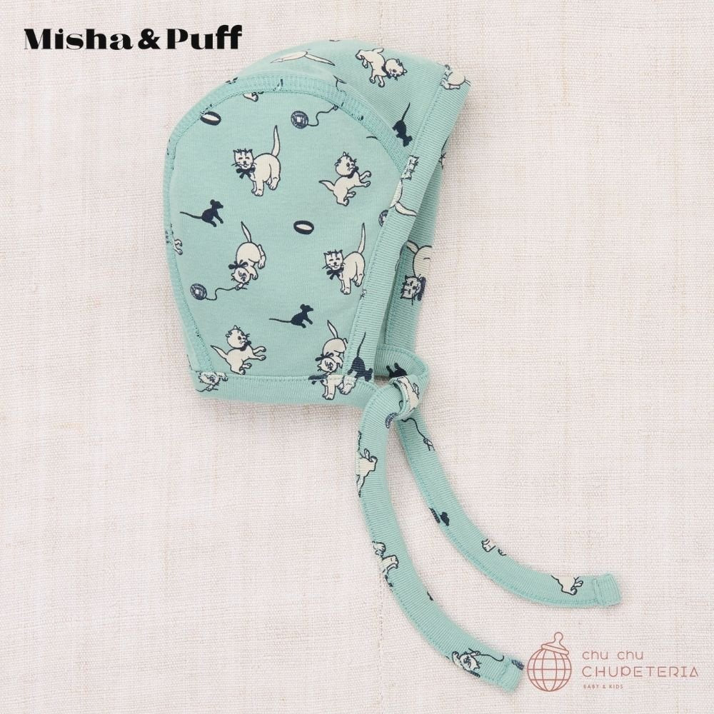 【Misha & Puff】Baby Pima Bonnet - Sage Cat & Mouse (25WI Drop1) _2 _ chu chu CHUPETERIA