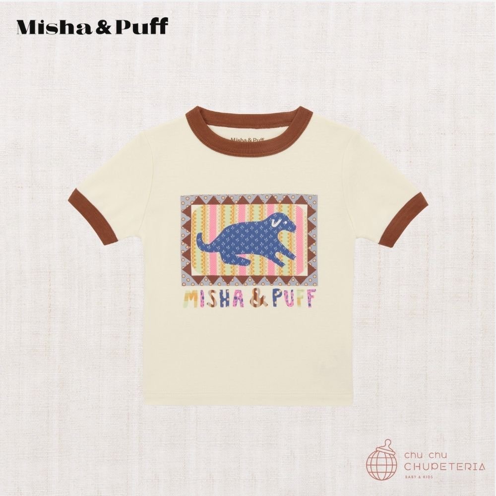 【Misha & Puff】DOG COLLAGE RINGER TEE - MARZIPAN (26SS) _1 _ chu chu CHUPETERIA