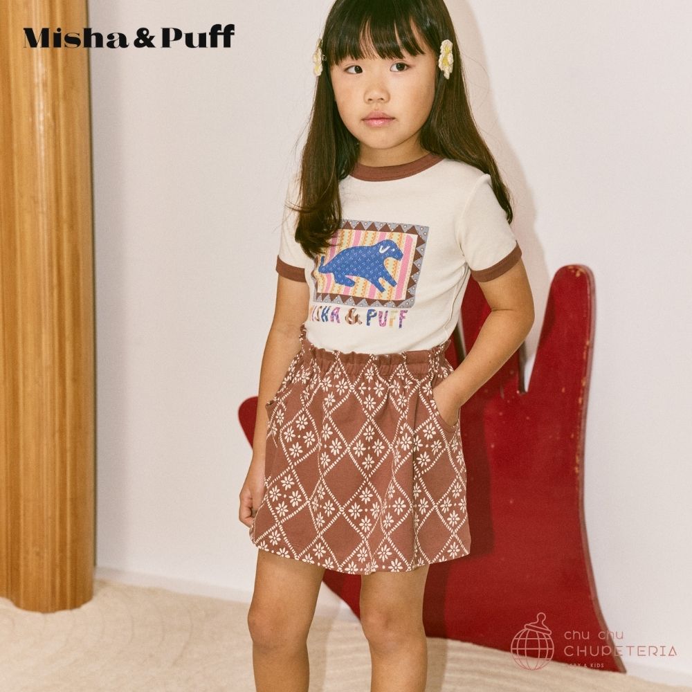 Misha & Puff】DOG COLLAGE RINGER TEE - MARZIPAN (26SS) - chu chu
