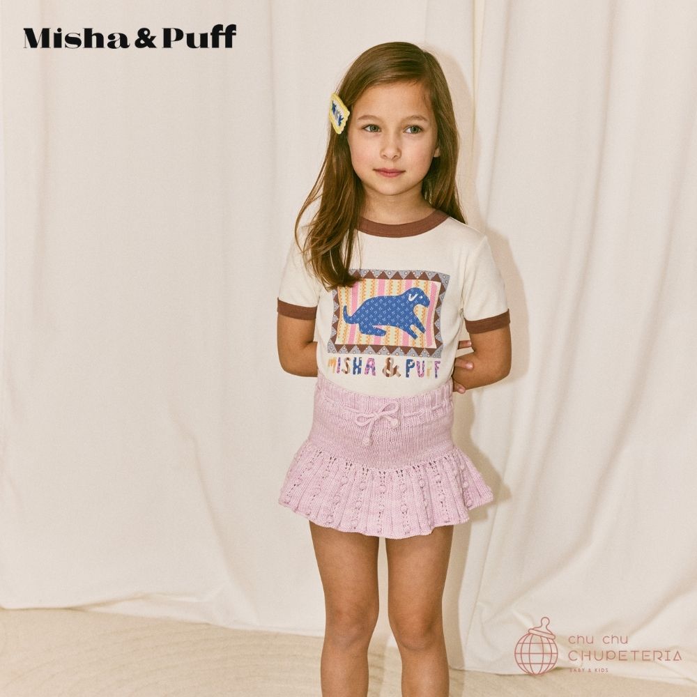【Misha & Puff】DOG COLLAGE RINGER TEE - MARZIPAN (26SS) _2 _ chu chu CHUPETERIA