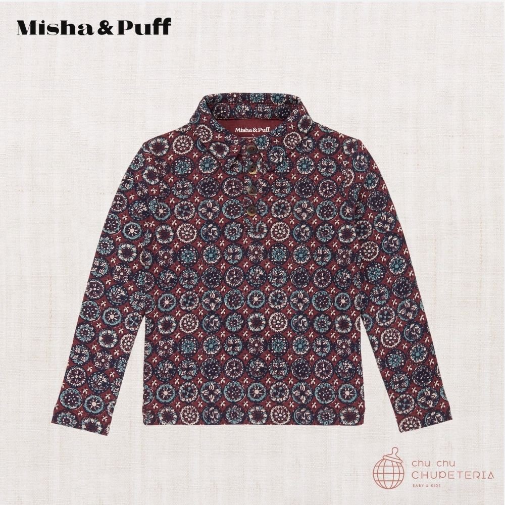【Misha & Puff】Long Sleeve Polo - Madder Root Folk Tile (25WI Drop1) _1 _ chu chu CHUPETERIA