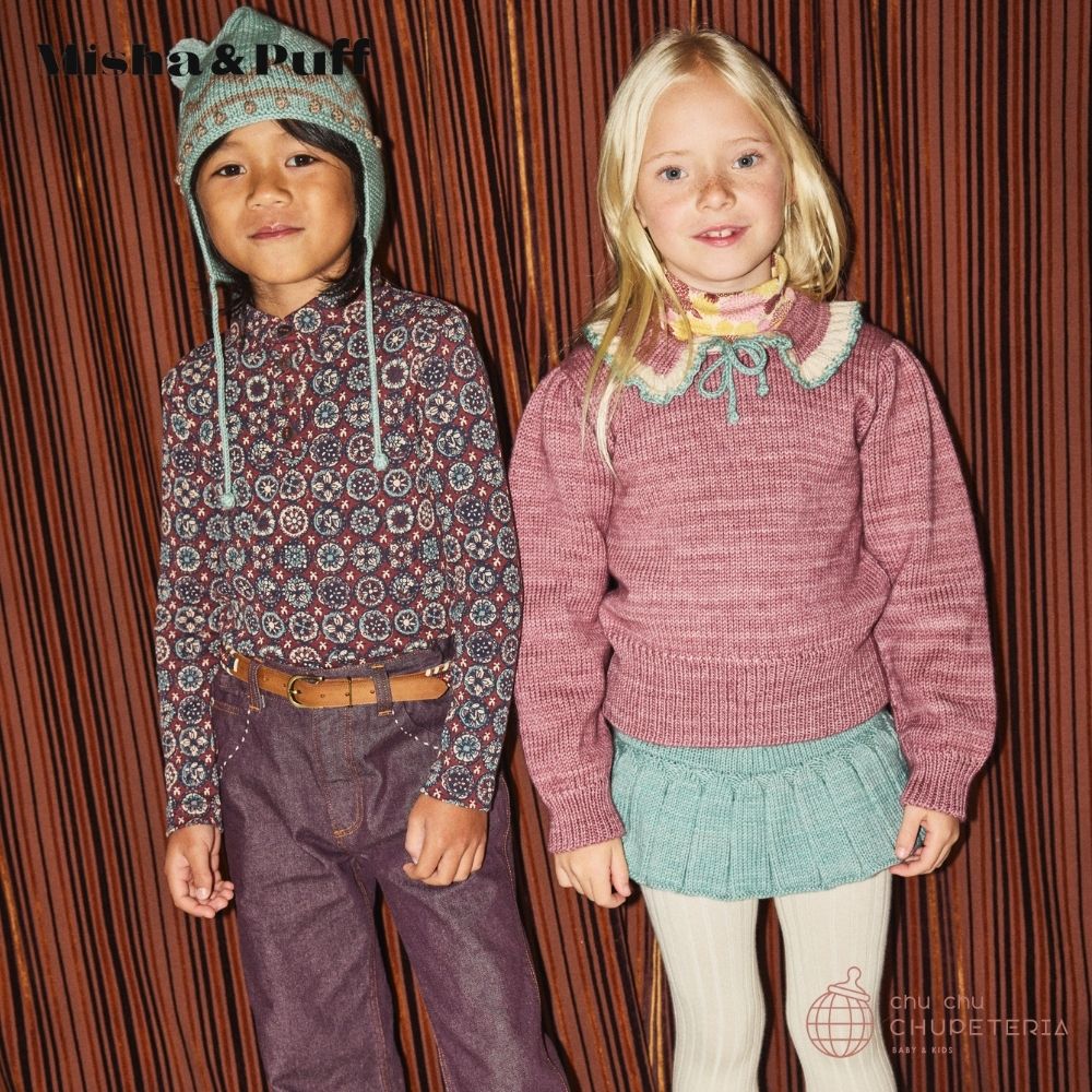 【Misha & Puff】Long Sleeve Polo - Madder Root Folk Tile (25WI Drop1) _2 _ chu chu CHUPETERIA
