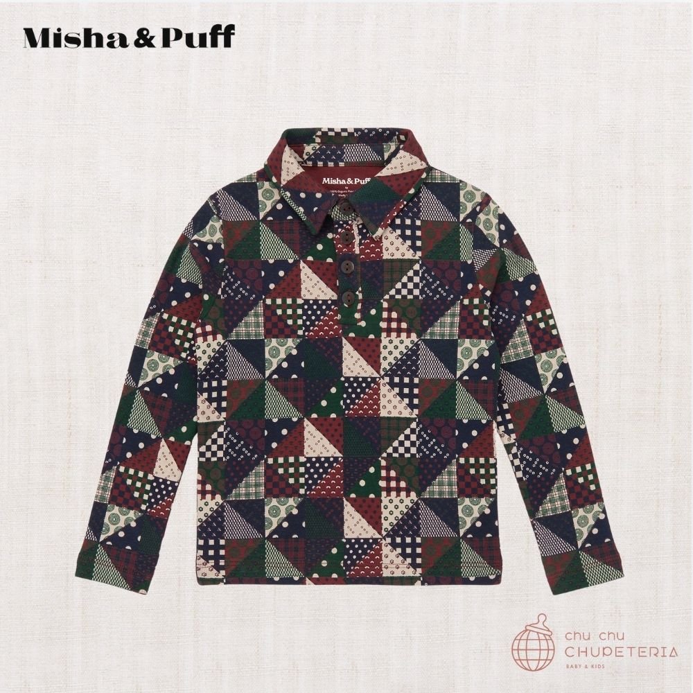 【Misha & Puff】Long Sleeve Polo - Madder Root Patchwork (25WI Drop2) _1 _ chu chu CHUPETERIA