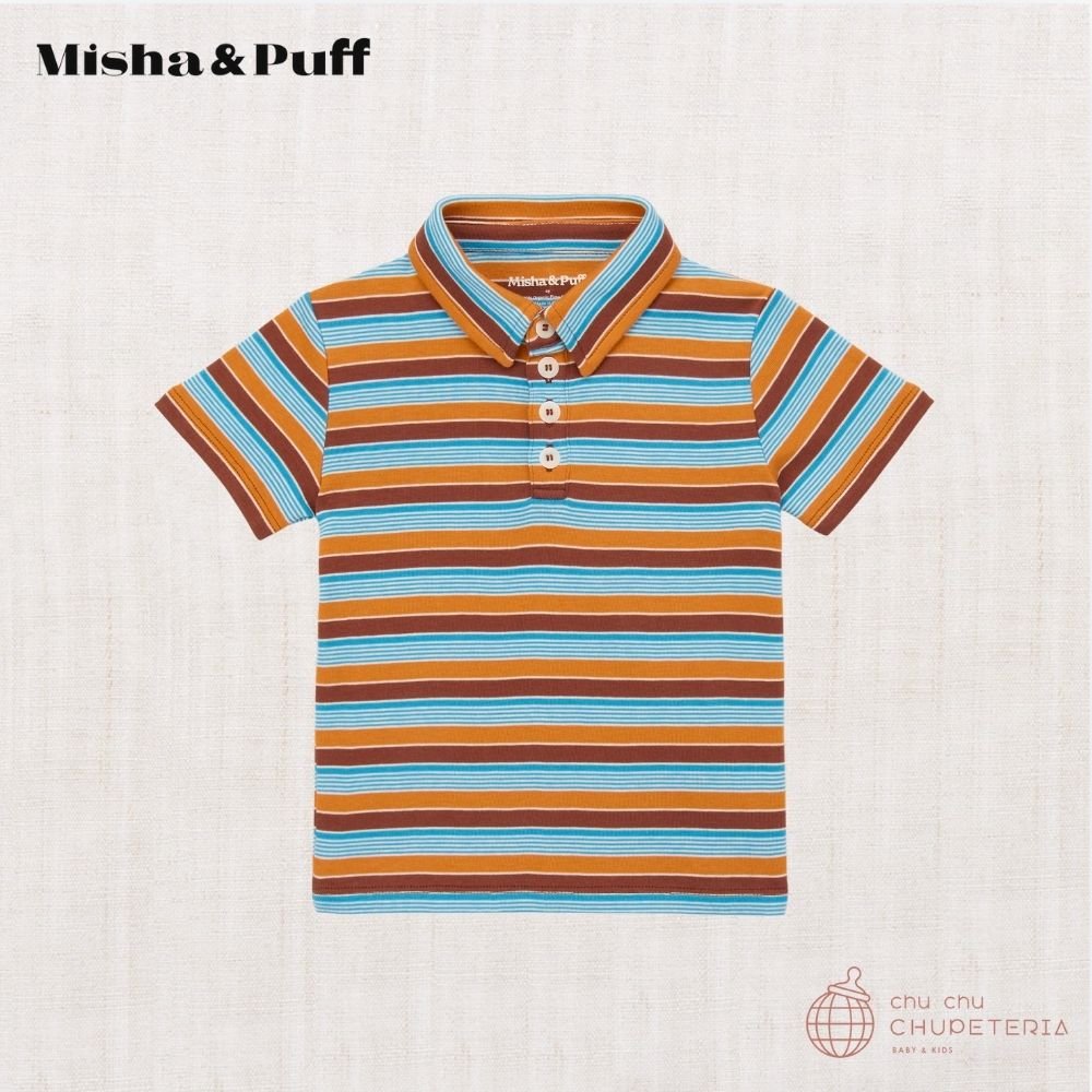 【Misha & Puff】SHORT SLEEVE POLO - BRIGHT SKY AVENUE STRIPE (26SS) _1 _ chu chu CHUPETERIA